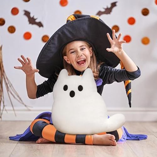 skyrabbiter Halloween Geister-Kissen, 55 x 50 cm, Geisterplüsch, Geisterspielzeug Halloween Dekoration Plüschtier Cartoon Geisterkissen Puppe Geist Plüschtier Kissen (B) von skyrabbiter