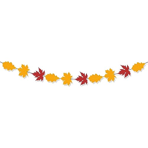 skyrabbiter Herbst-Ahornblatt-Banner, Herbst-Banner, Erntedankfest-Banner, Herbst-Party-Dekoration, gelb-orangefarbenes braunes Blatt Fahnenmast Stabil (Orange, One Size) von skyrabbiter