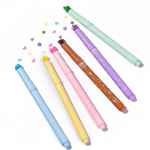 skyrabbiter Niedliche Stempelmarker Set, 12 Pastellfarben Textmarker mit Dekorativen Stempeln für Mitgebsel Kindergeburtstag, Kleine Geschenke für Kinder & Kindergeburtstag Gastgeschenke (A) von skyrabbiter