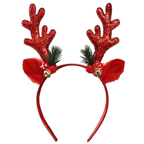 slothbyte Weihnachts Haarreif Weihnachtsbaum Geweih Haarreif,Weihnachtsschmuck, Weihnachts Rentier Stirnbänder für Weihnachten Halloween,Haarschmuck Weihnachtskopfschmuck für Damen, Kinder (Rot) von slothbyte