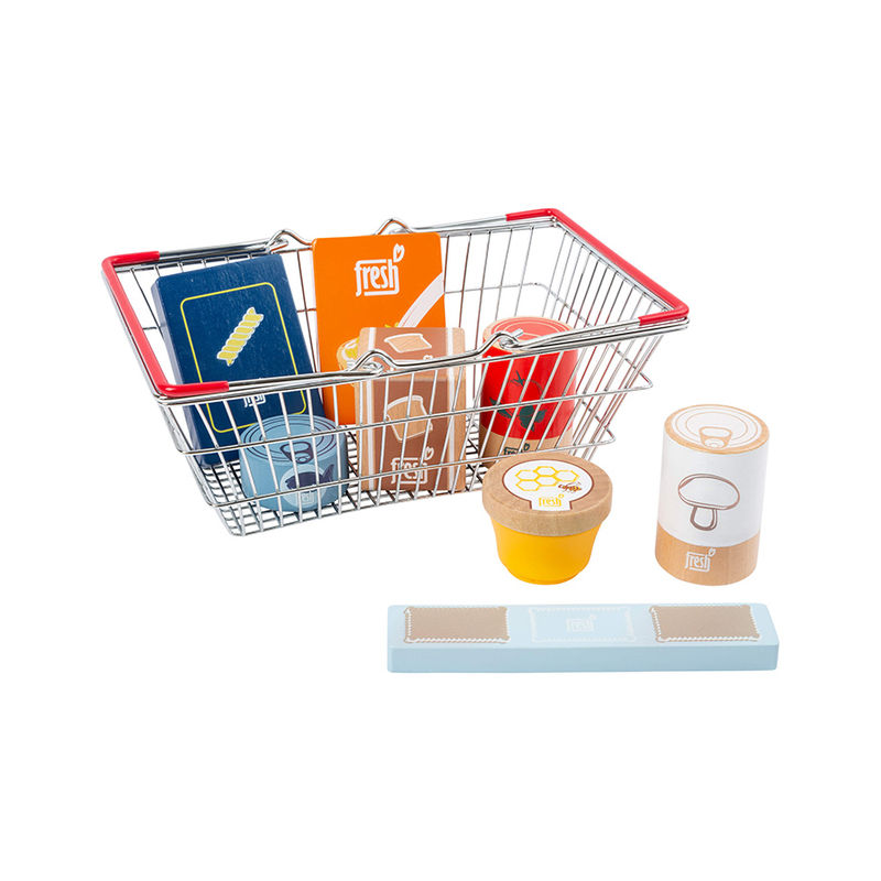 Spiel-Lebensmittel-Set FRESH mit Einkaufskorb 9-teilig aus Holz von small foot®