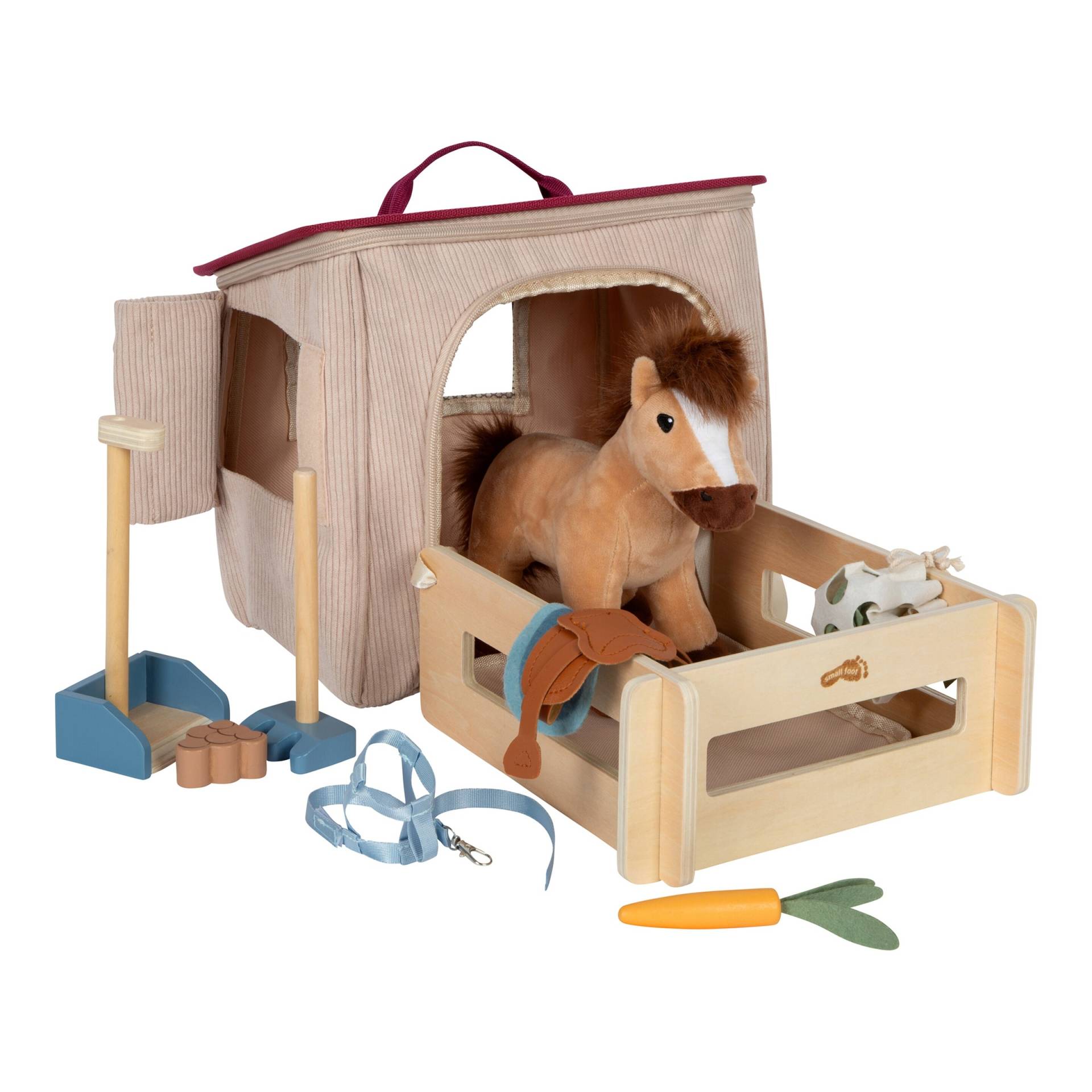 Small Foot Spielset Pferd mit Stall und Zubehör in der Tasche von small foot