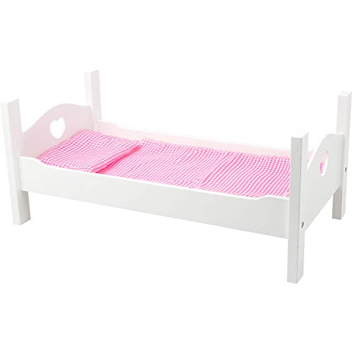 Small Foot Puppenbett Holz, inkl. niedlicher Wäsche, Rollenspiel für Kinder ab 3 Jahren, 11212, Weiß Rosa, Klein Small Foot Puppenbett Holz, inkl. niedlicher Wäsche, Rollenspiel für Kinder ab 3 Jahren, 11212, Weiß Rosa, Klein von Small Foot