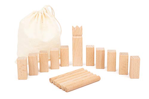 small foot Wikingerspiel Mini-Kubb, Holzspiel in extra kleinem Format, 17-teiliges Set mit Aufbewahrungstasche, 11356, Mehrfarbig von Small Foot