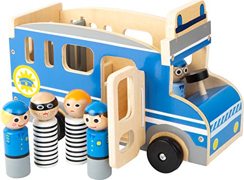 small foot 11459 Großer Polizeibus aus Holz, mit Spielfiguren und viel Platz für Mitfahrer und Diebe, ab 3 Jahren von Small Foot