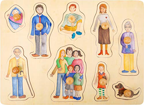 small foot Setzpuzzle Holz mit detaillierten Motiven zum Thema Familie, ab 12 Monaten, 11501, Mehrfarbig von Small Foot