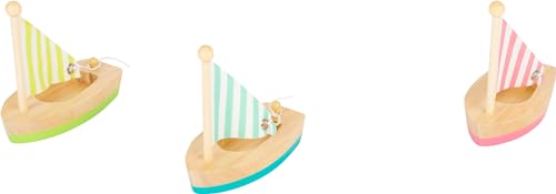 small Foot Wasserspielzeug Segelboote aus Holz, 3er Set Badespielzeug, Holzboote für Kinder ab 2 Jahre, 11653 Badewannenspielzeug Spielzeug von Small Foot