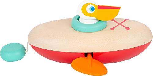 Small Foot Wasserspielzeug Aufzieh-Kanu Pelikan aus Holz, Aufziehspielzeug fürs Wasser, für Kinder ab 24 Monaten, 11654 von Small Foot