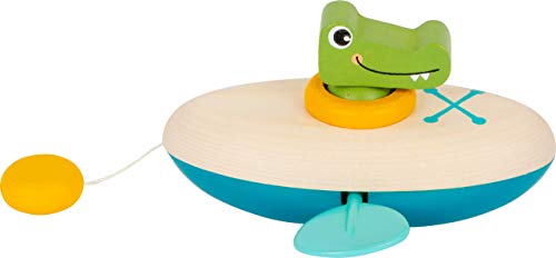Small Foot Wasserspielzeug Aufzieh-Kanu Krokodil aus Holz, Aufziehspielzeug fürs Wasser, für Kinder ab 24 Monaten, 11655, Mehrfarbig von Small Foot