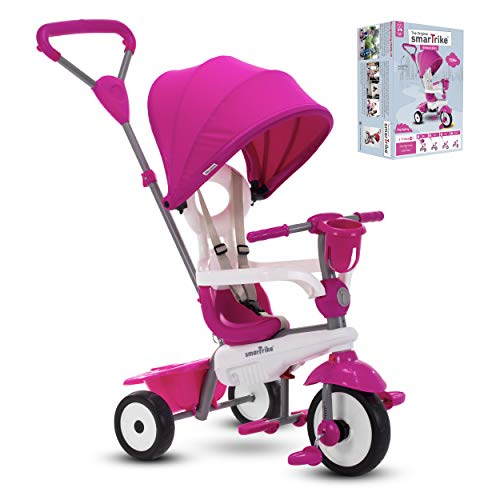 smarTrike Breeze Plus Dreirad für Kleinkinder im Alter von 1-3 Jahren – Variables( mehrstufiges) 4-in-1-Dreirad (Prinzessinnen-Rosa) von smarTrike