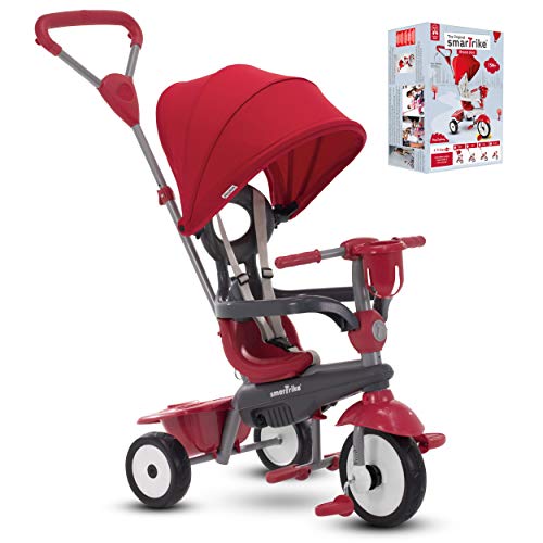 smarTrike Breeze Plus Dreirad für Kleinkinder im Alter von 1-3 Jahren – Variables(mehrstufiges) 4-in-1-Dreirad (Rot) von smarTrike