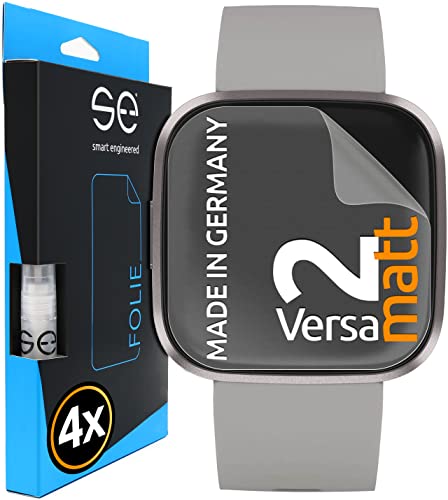 4x se® 3D SCHUTZFOLIE Entspiegelt für Fitbit Versa 2 ,Anti-Staub, 100% Fingerabdruck & FaceID kompatibel, einfache blasenfreie Installation, Ultra-Klar, Stoß-Kratzfest, aus Deutschland von smart engineered
