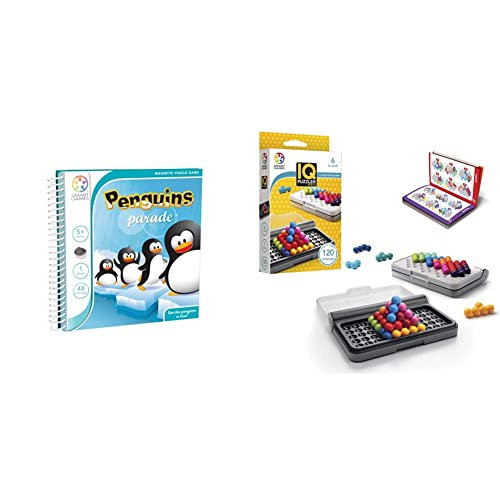 smart games SGT 260-8 260-8-Spiel Magnetic Penguins Parade & SG455 IQ-Puzzler PRO, Geschicklichkeitsspiel, Reisespiel, Gehirntraining von SmartGames