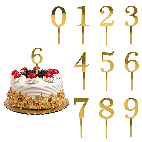 smartelf 10 Stück Cake Topper Geburtstag, Cake Topper Happy Birthday, Happy Birthday Tortendeko, 0-9 Tortendeko Geburtstag, Geeignet für Geburtstagsfeiern Jeden Alters Hochzeitsparty, Wiederverwendbar von smartelf