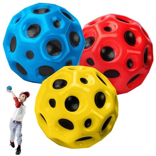 smartelf 3 Stück Astro Jump Ball, 70mm Space Jump Ball Moon Ball, Hohe Sprünge Gummiball Space Ball Moonball, Mini Bouncing Ball EIN Knallendes Geräusch Machen (Rot+Gelb+Blau) von smartelf