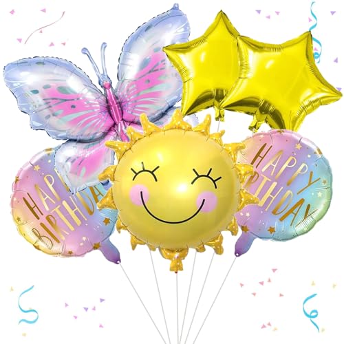 smartelf 6 Stück Schmetterlings Folienballon, Schmetterling Luftballons Geburtstag Mädchen Set, Bunt Schmetterlinge Geburtstagsdeko,Helium Balloon Kindergeburtstag Deko für Mädchen Schmetterling Party von smartelf