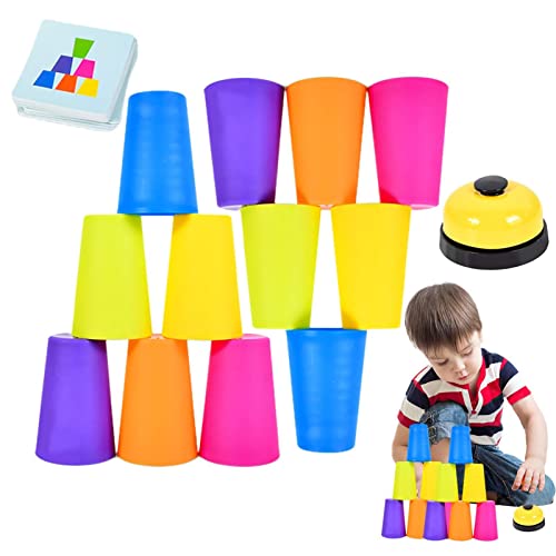 smashing Becher stapeln Spiel | Lustige Quick Cups Spiele für Kinder Intellektuelle Flying Stack Cups | Becherstapelspiele Interaktives Eltern-Kind-Spiel mit Glocke und Anleitung von smashing