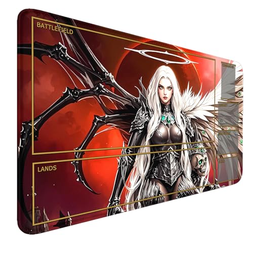 MTG Spielmatte mit Zonen, rutschfeste MTG Spielmatten, Genäht Kanten TCG Spielmatte 24“ x 14“ MTG Matten + Aufbewahrungstasche Für Personen ab 14 Jahren 4 Spieler von smatcamp