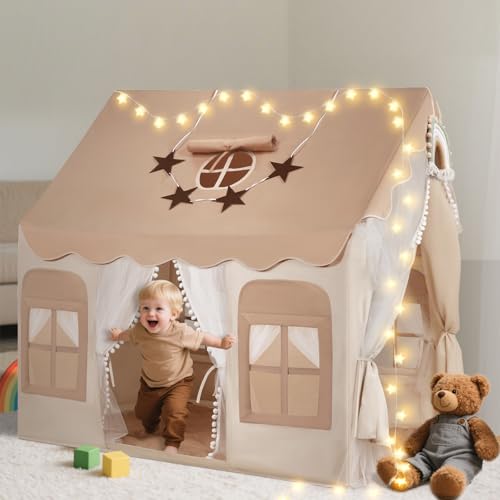 snookids Kinderzelt Indoor - Spielhaus Kinder Indoor mit Matte, Lichtern, Regenbogenanhänger und Sternenflagge, Spielzelt Kinder Tipi Zelt Kinderzimmer Dekor für Jungen Mädchen snookids Kinderzelt Indoor - Spielhaus Kinder Indoor mit Matte, Lichtern, Regenbogenanhänger und Sternenflagge, Spielzelt Kinder Tipi Zelt Kinderzimmer Dekor für Jungen Mädchen von snookids