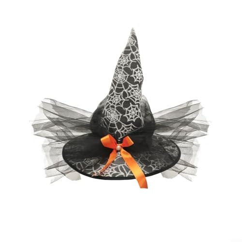 snowchecking Halloween-Hut mit Spinnennetz und Gaze-Akzenten für Kostümveranstaltungen (Orange) von snowchecking