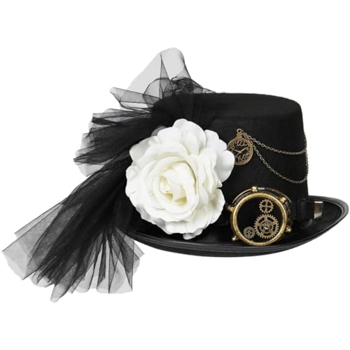 Black Gear Zylinderhut, stilvolle Kopfbedeckung, für Damen und Herren, Steampunk-Stil, modische Dekoration, Ornament-Zubehör von sodeber
