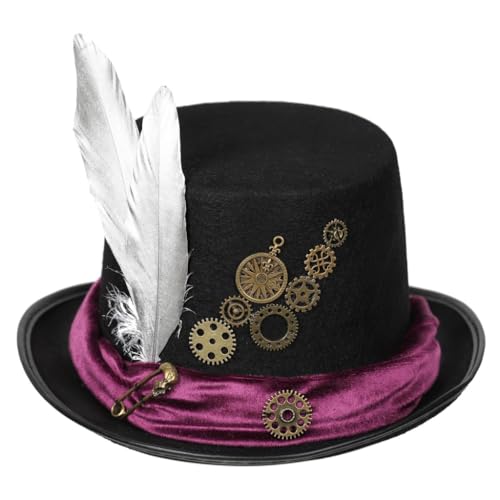 Gothics Zylinderhut Steampunk Punk Magier mit Erwachsenen Damen Herren Cosplay Kostüm Halloween Zubehör Vintage von sodeber