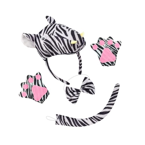 sodeber 1/3/4-teiliges Zebras-Kostüm, Zebras, Ohren, Stirnband, Schwanz, Fliege, Set, Tier-Kostüm-Set, Halloween, Cosplay, Kostümzubehör sodeber 1/3/4-teiliges Zebras-Kostüm, Zebras, Ohren, Stirnband, Schwanz, Fliege, Set, Tier-Kostüm-Set, Halloween, Cosplay, Kostümzubehör von sodeber