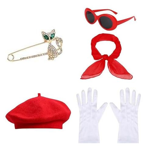 sodeber 1980er Jahre Französische Baskenmütze, Kostüm, Zubehör, Schal, Handschuhe, Broschen, ovale Gläser für französische Themenparty sodeber 1980er Jahre Französische Baskenmütze, Kostüm, Zubehör, Schal, Handschuhe, Broschen, ovale Gläser für französische Themenparty von sodeber