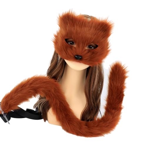 sodeber 2 x Therianer und Schwanz Kunstfelle Füchse Schwanz Plüsch Katzen Wolf Cosplay Kostüm für Halloween Weihnachten Party von sodeber