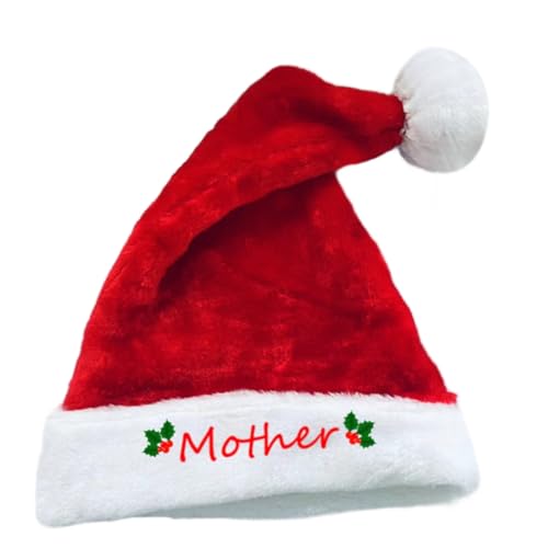 sodeber Bestickte Weihnachtsmannmütze, weicher Plüsch, Festival, Kostüm, Familienfeier, Noel, Neujahr, Zuhause von sodeber