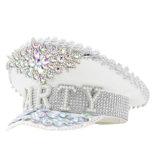 sodeber Brauthut für Tanzparty, Fedora, Musikfestival, Frauenkostüm, Strass, Perlen, Nieten, Kapitänshüte sodeber Brauthut für Tanzparty, Fedora, Musikfestival, Frauenkostüm, Strass, Perlen, Nieten, Kapitänshüte von sodeber