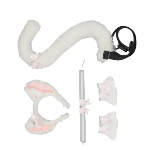 sodeber Catgirl Cosplay-Kostüm mit Katzenohren, Haarband, Spitzen-Choker-Halskette, Handgelenkmanschetten und Schwanz, für Damen, Halloween sodeber Catgirl Cosplay-Kostüm mit Katzenohren, Haarband, Spitzen-Choker-Halskette, Handgelenkmanschetten und Schwanz, für Damen, Halloween von sodeber