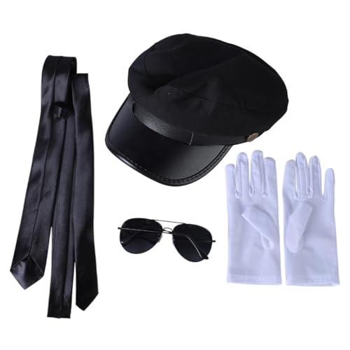 sodeber Chauffeur-Anzug, Halloween-Hut und Brille, Schnurrbärte, Fliege Set für Rollenspiele von sodeber