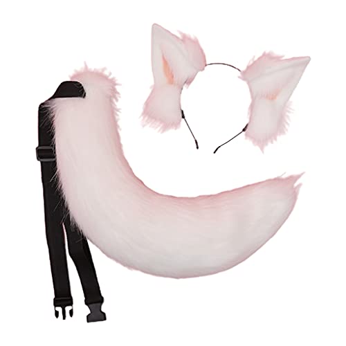 sodeber Cosplay Pelztier Hund Ohren Haarreifen Schwanz Set Kostüm Lange Kopfbedeckung für Halloween Party Dekoration von sodeber