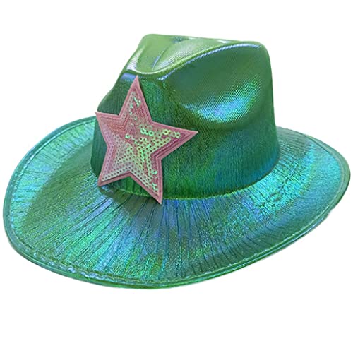sodeber Cowboyhut, Westernhut, breite Krempe, Dame, Cowgirl, schimmernd, Cosplay, Party, Kostüm, Fedora-Kappen, Kopfbedeckung, Cowb von sodeber