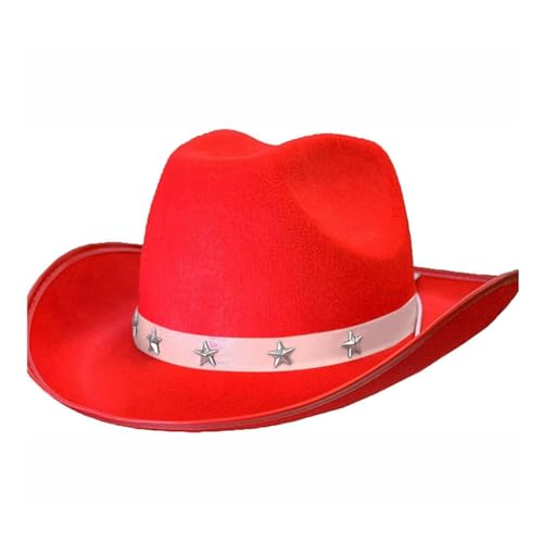 sodeber Cowboyhut mit breiter Krempe, Ritter für Disco, Haus, Cocktailpartys, Urlaub, Stern, Nieten, Komiker, Schauspieler von sodeber