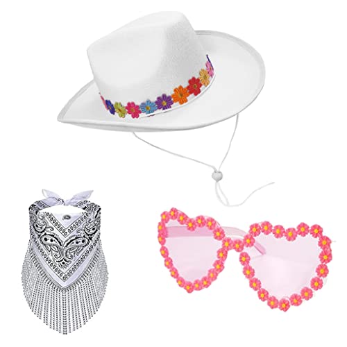 sodeber Damenkostüm-Hut, Western-Cowgirl, breite Krempe, Schal, Mode, Musik, Festival, Cowboy-Hüte, Party-Requisiten, Cowb sodeber Damenkostüm-Hut, Western-Cowgirl, breite Krempe, Schal, Mode, Musik, Festival, Cowboy-Hüte, Party-Requisiten, Cowb von sodeber