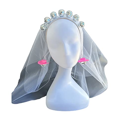 sodeber Disco-Stirnband mit Schleier, Cowgirl-Ohrringe, Junggesellinnenabschied, Dekorationen für Damen, Kostüm sodeber Disco-Stirnband mit Schleier, Cowgirl-Ohrringe, Junggesellinnenabschied, Dekorationen für Damen, Kostüm von sodeber