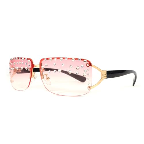 sodeber Elegante randlose Strass-Schattierungen, trendige Brille für Reisen, Bühne, Musik, Festival, Foto-Requisiten von sodeber