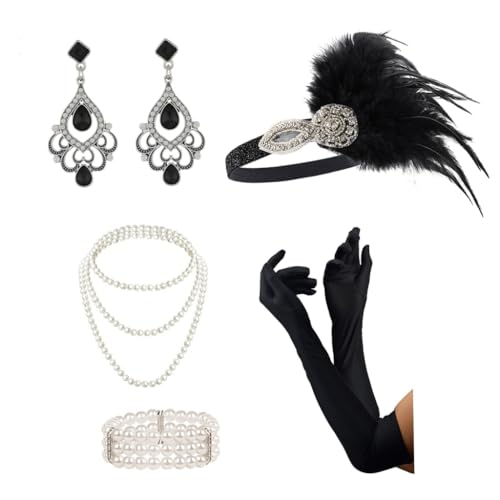 sodeber Flapper-Kostüm für Erwachsene, GatsbyParty, Stirnband, Halskette, Ohrringe, 1920er-Jahre, Vintage-Stil, Cosplay-Party sodeber Flapper-Kostüm für Erwachsene, GatsbyParty, Stirnband, Halskette, Ohrringe, 1920er-Jahre, Vintage-Stil, Cosplay-Party von sodeber