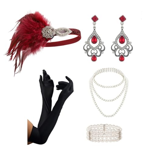 sodeber Flapper-Kostüm für Erwachsene, GatsbyParty, Stirnband, Halskette, Ohrringe, 1920er-Jahre, Vintage-Stil, Cosplay-Party sodeber Flapper-Kostüm für Erwachsene, GatsbyParty, Stirnband, Halskette, Ohrringe, 1920er-Jahre, Vintage-Stil, Cosplay-Party von sodeber