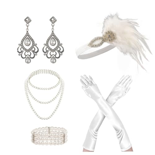 sodeber Flapper-Kostüm für Erwachsene, GatsbyParty, Stirnband, Halskette, Ohrringe, 1920er-Jahre, Vintage-Stil, Cosplay-Party sodeber Flapper-Kostüm für Erwachsene, GatsbyParty, Stirnband, Halskette, Ohrringe, 1920er-Jahre, Vintage-Stil, Cosplay-Party von sodeber