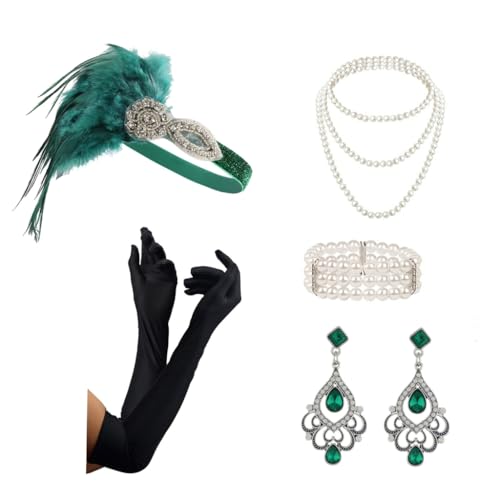 sodeber Flapper-Kostüm für Erwachsene, GatsbyParty, Stirnband, Halskette, Ohrringe, 1920er-Jahre, Vintage-Stil, Cosplay-Party sodeber Flapper-Kostüm für Erwachsene, GatsbyParty, Stirnband, Halskette, Ohrringe, 1920er-Jahre, Vintage-Stil, Cosplay-Party von sodeber