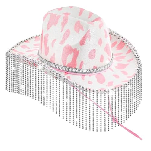 sodeber Glitzernde Quasten, Kristalle, Cowboyhut für Erwachsene, elegante Brautparty, Pailletten, Cowgirl-Nachtclub-Kostüm von sodeber