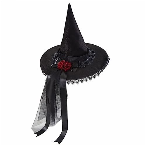 sodeber Halloween-Hexenparty-Hut für Frauen, Hexen mit Band, Cosplay-Zauberer von sodeber