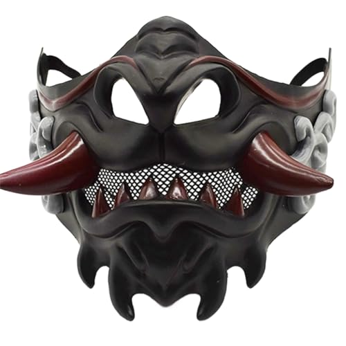 sodeber Halloween-Party, Teufel, Samurais, halbes Gesicht, Karneval, Maskerade, japanisch, für Cosplay von sodeber