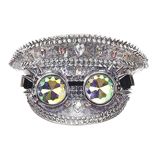 sodeber Hut im Steampunk-Stil für Erwachsene, glitzernde Fedora-Cap, Junggesellinnenabschied, Musikfestival, Karnevalskostüm sodeber Hut im Steampunk-Stil für Erwachsene, glitzernde Fedora-Cap, Junggesellinnenabschied, Musikfestival, Karnevalskostüm von sodeber
