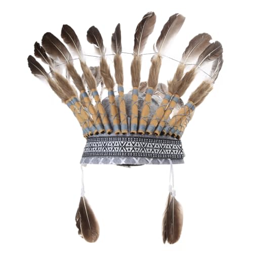 sodeber Indianer-Kopfschmuck, gefiederte Krone, Halloween-Kostüm-Zubehör, geeignet für die meisten Kinder und Erwachsene von sodeber