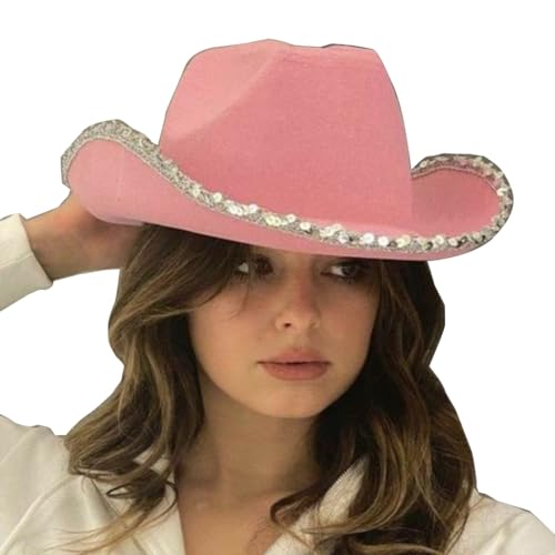 sodeber Junggesellinnenabschied, Cowgirl, Braut, Cowboyhut, Damen, Brautschmuck, Pailletten, Krempe, Mädchen, Karneval, Cosplay von sodeber