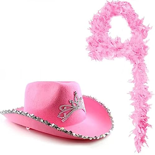 sodeber Pelziger Cowboyhut, Western-Cowgirl, für Damen, Mädchen, Foto-Requisiten, Schal, wunderschönes Kostüm-Set von sodeber